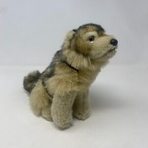 Jaag Realistic‎ Wolf Plush 8" Sitting Brown Wolf Dog Toy JAAG Stuffed Animal